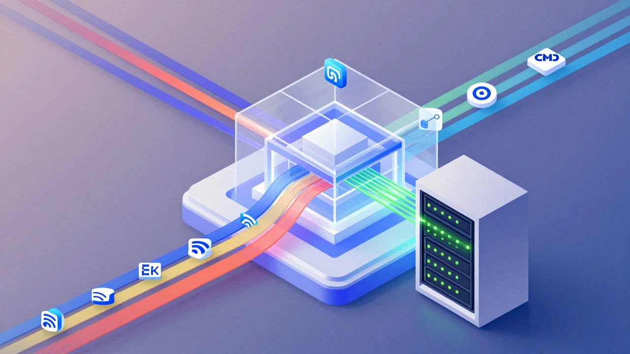 Abstract diagram of automated news filtering and processing for Telegram