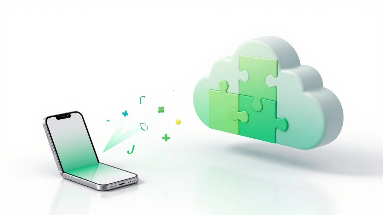 Abstract diagram of local device sending math updates to a secure cloud