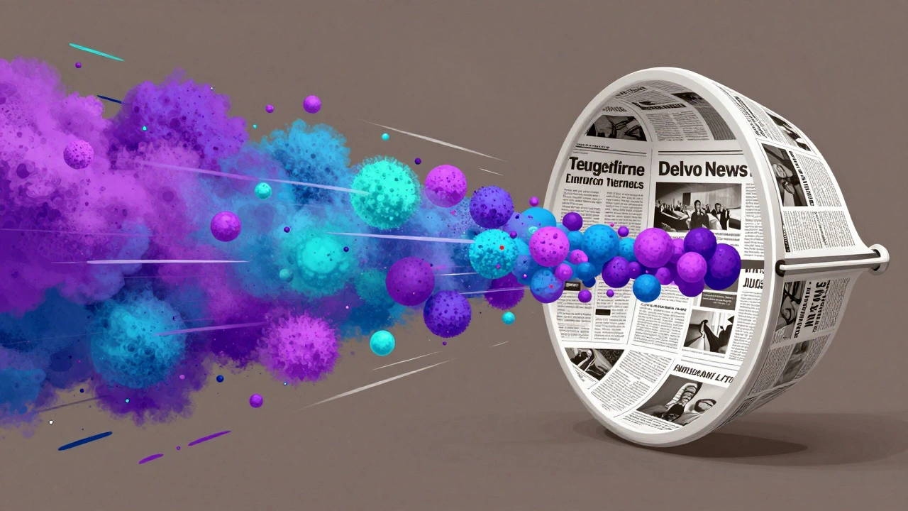 Abstract illustration of raw data filtering into verified news structures.