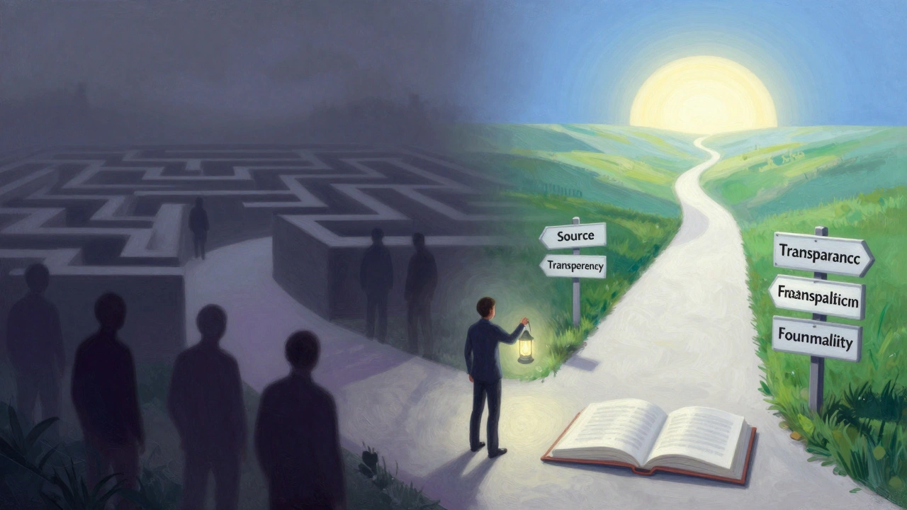Abstract paths showing choice between misinformation and verified journalism