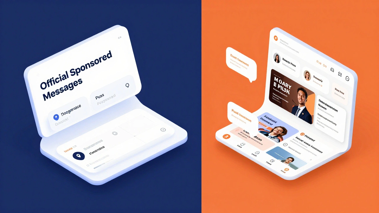 Comparison of official Telegram ads vs third-party network interfaces