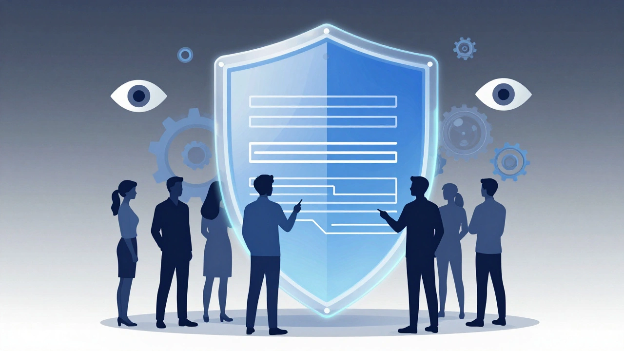 Conceptual graphic showing privacy protection against data tracking algorithms.