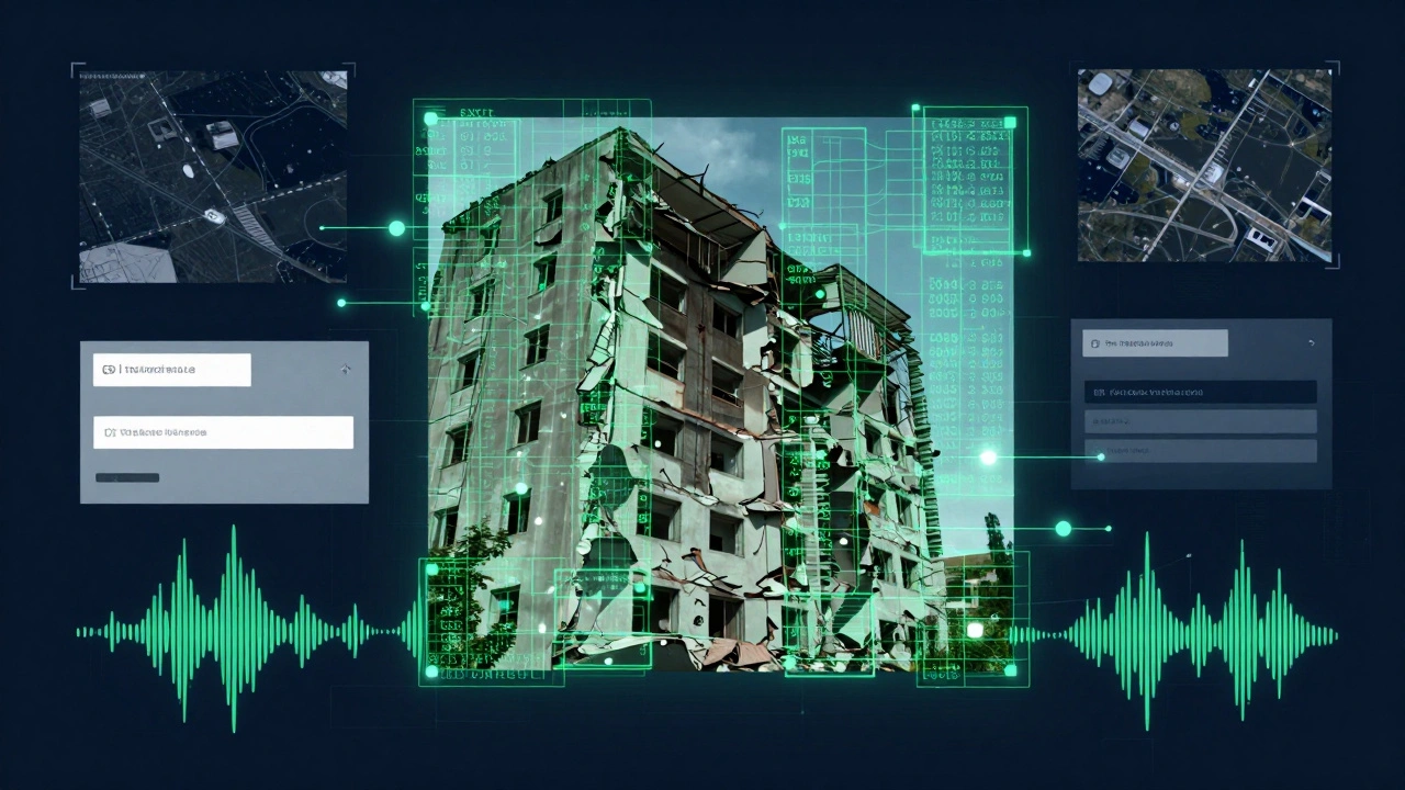Digital graphic showing metadata extraction from a photo for verification
