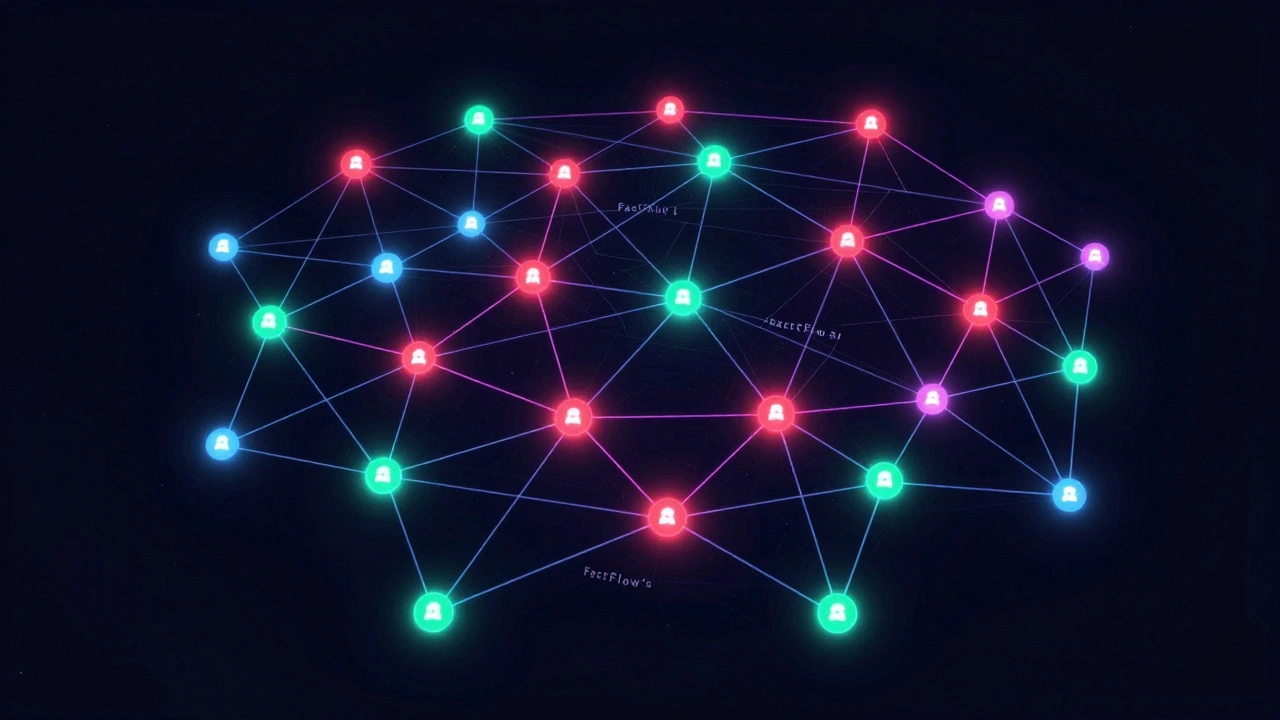 Digital network map showing disinformation spread and suspicious nodes on Telegram.