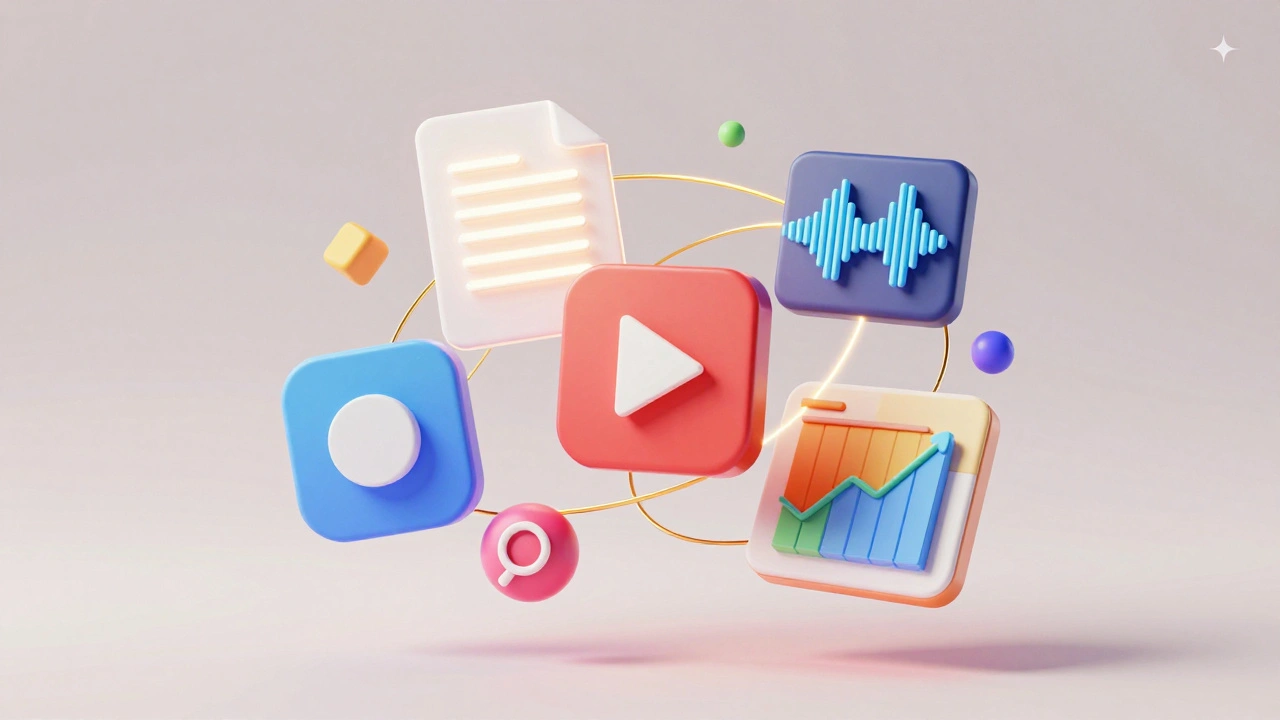 Diverse content formats connected by light threads