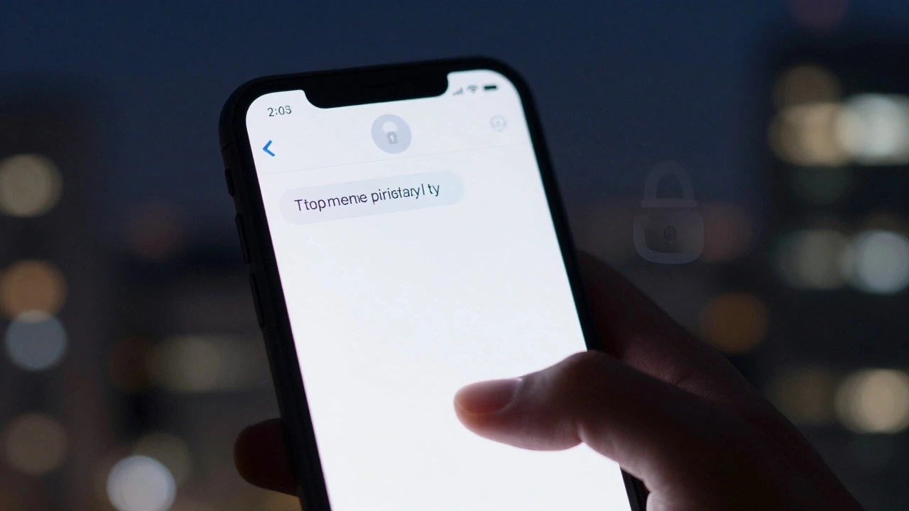 Hand holding phone sending a private, encrypted tip to a news editor