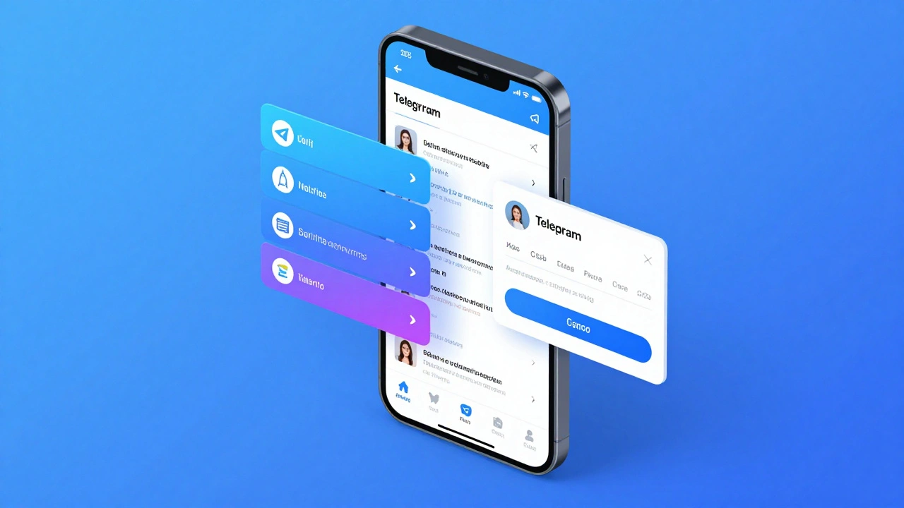 Holographic display of hybrid Telegram ad strategy with mini apps and external links
