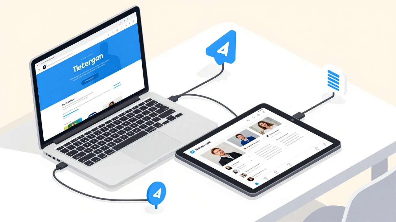 Illustration of a publisher managing news distribution and donations via Telegram
