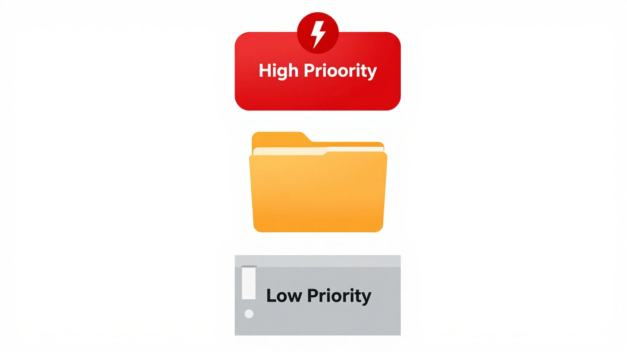 Illustration of high, medium, and low priority news categories
