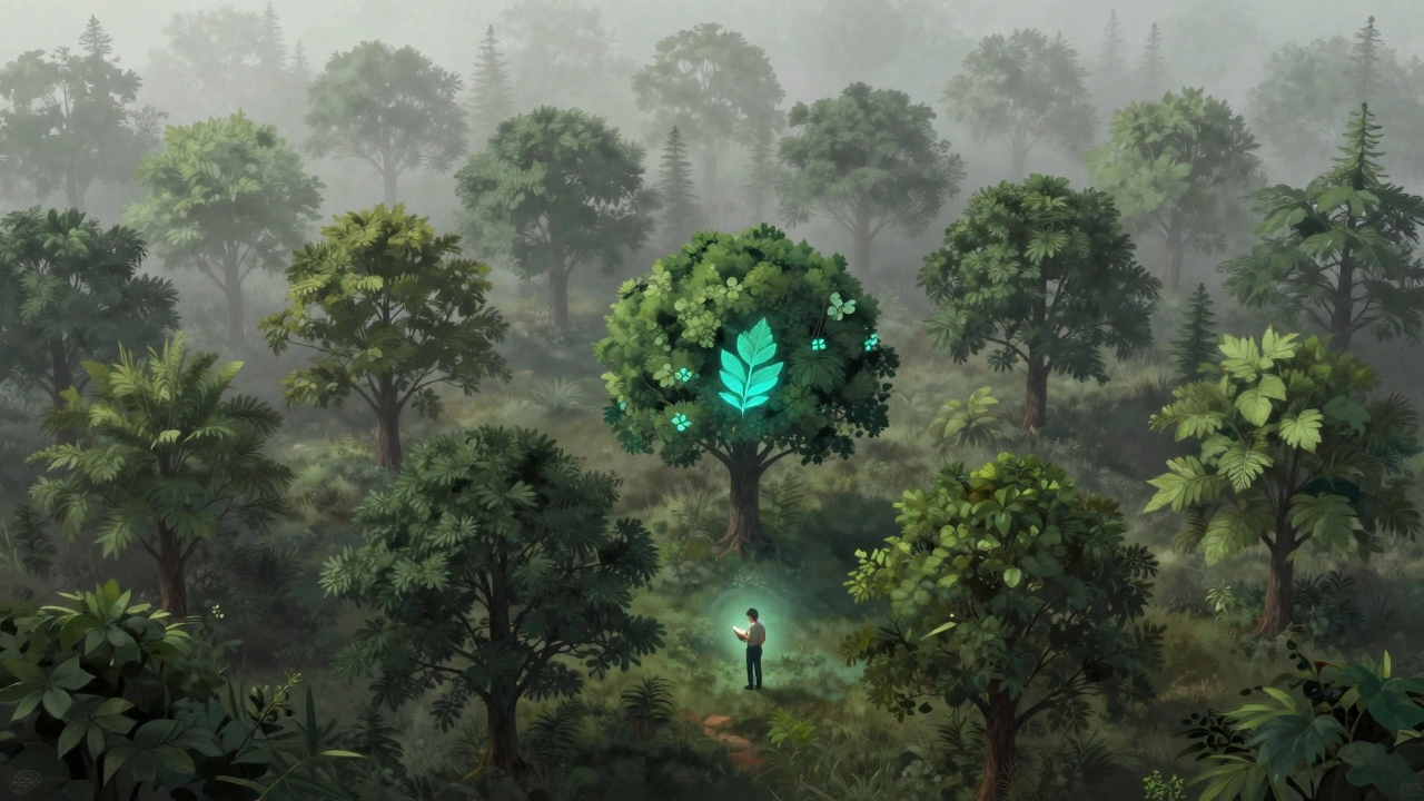 Isolated trees in a misty forest symbolizing fragmented audience communities