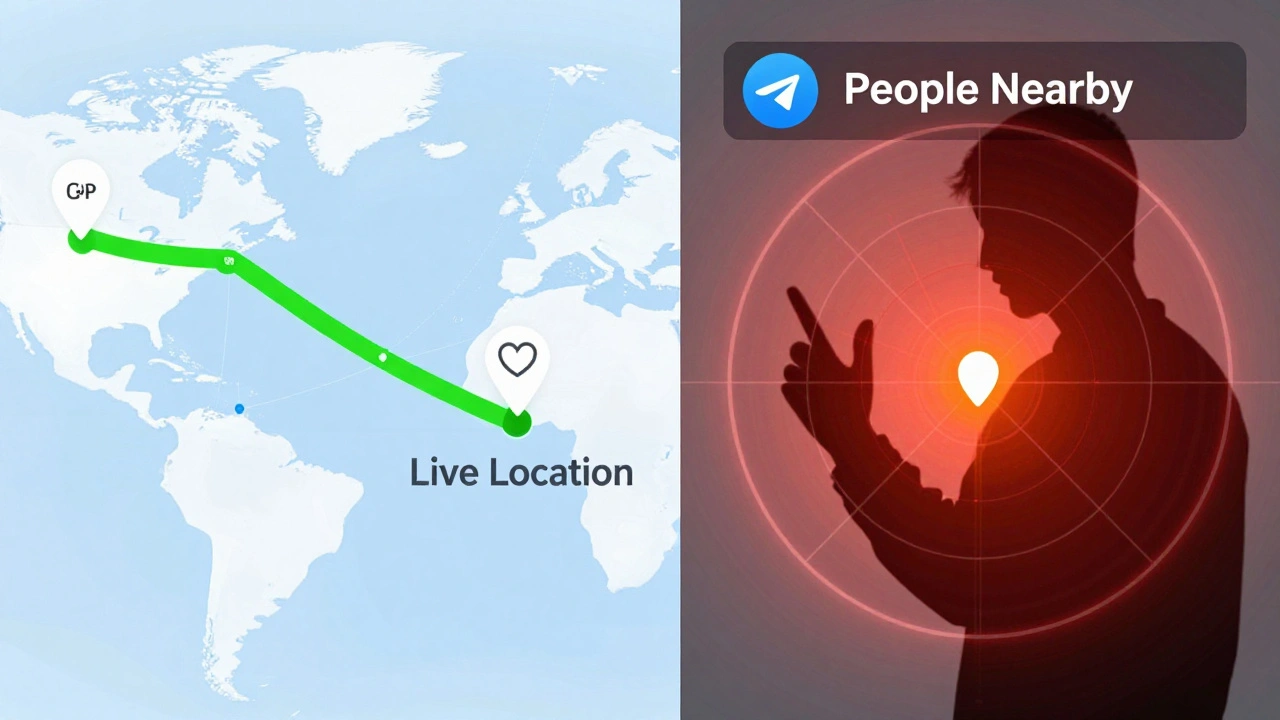 Map visualization comparing safe live location vs risky nearby features