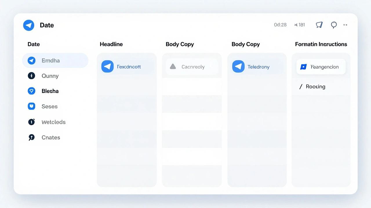 Organized digital content calendar template with formatting options.