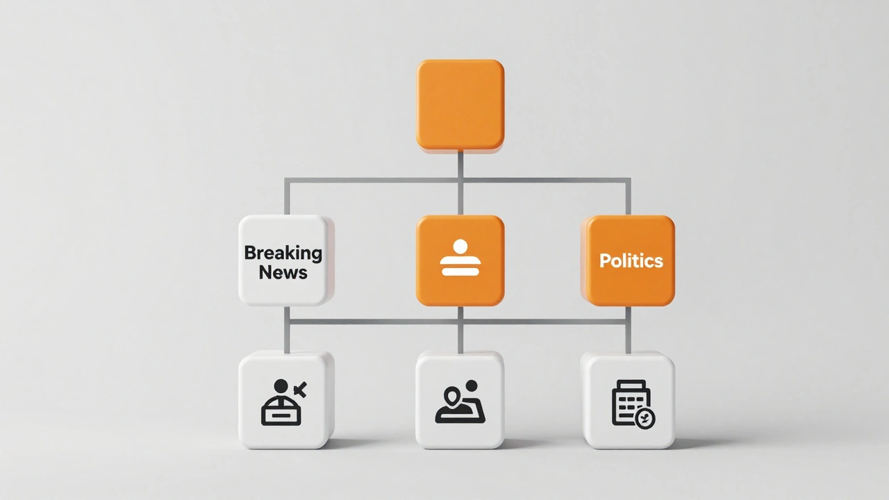 Organized editorial taxonomy blocks for consistent news categorization