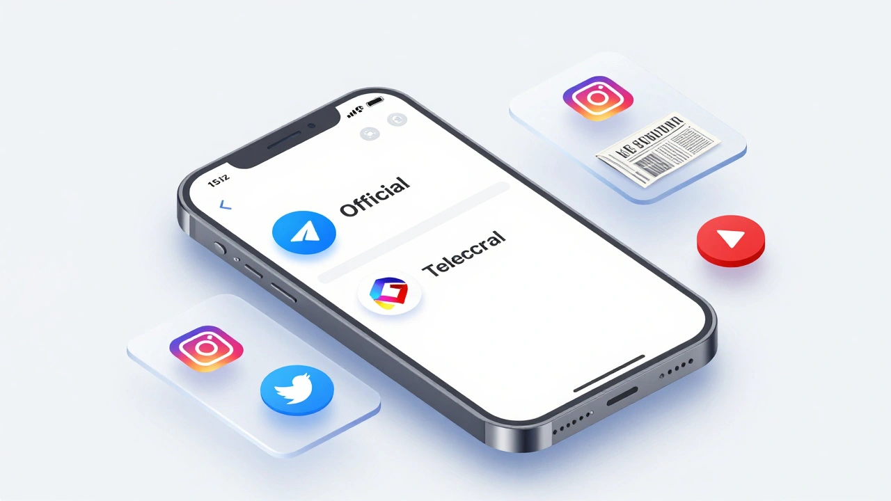 Smartphone display highlighting official blue checkmarks and custom third-party verification icons.