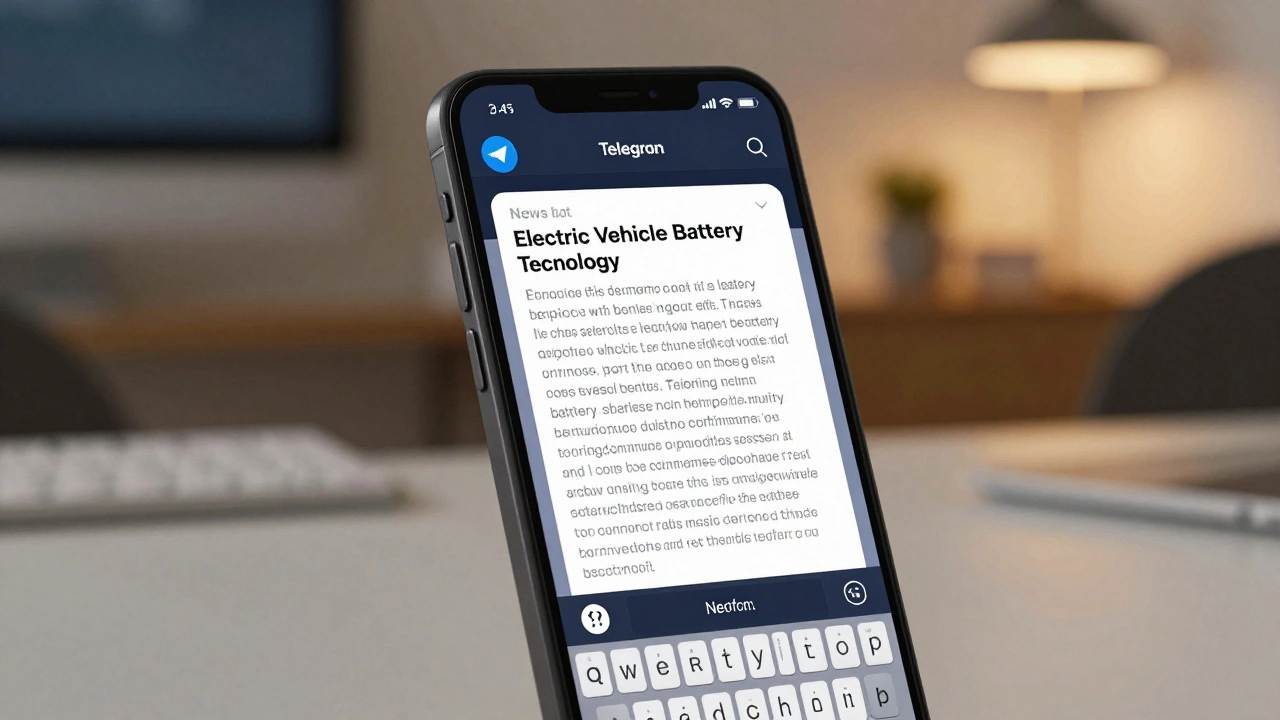 Smartphone showing personalized news summary via Telegram bot interface