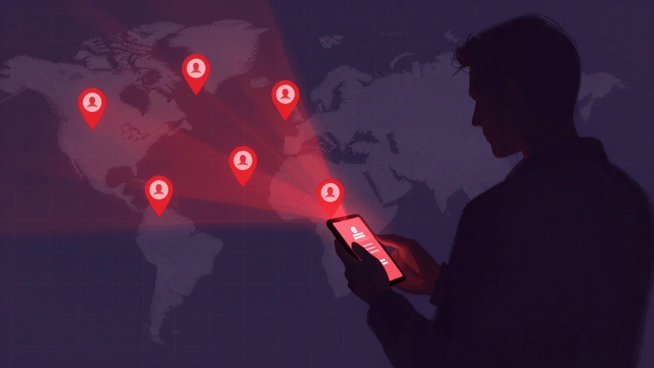 Abstract art depicting privacy risks and exposed location data from smartphone usage