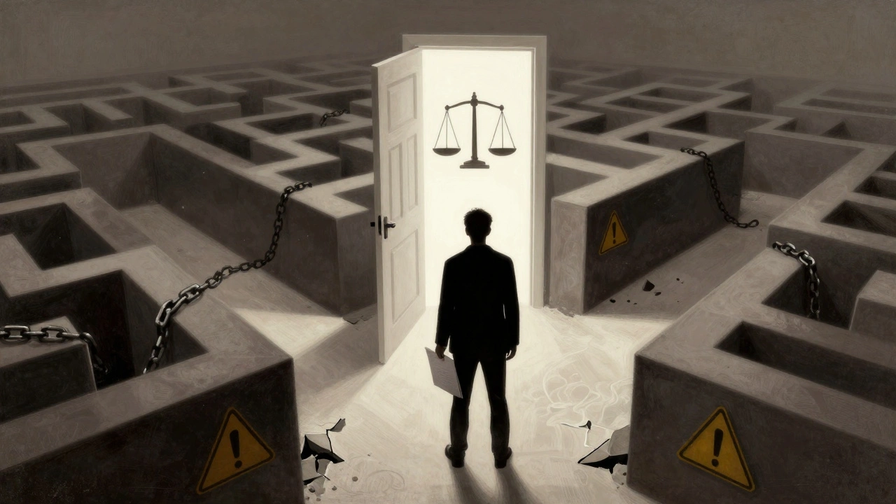 Silhouette at crossroads choosing between legal protection and public risk